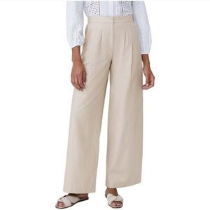 J. McLaughlin Amal Linen‎ Blend Light Tan Wide-Leg Pants